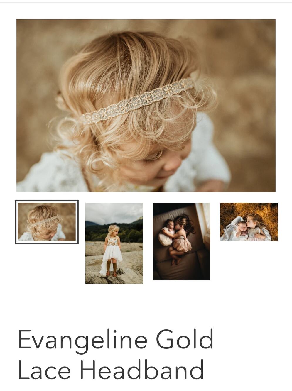 Eleina May & Co. Evangeline Gold Lace Headband